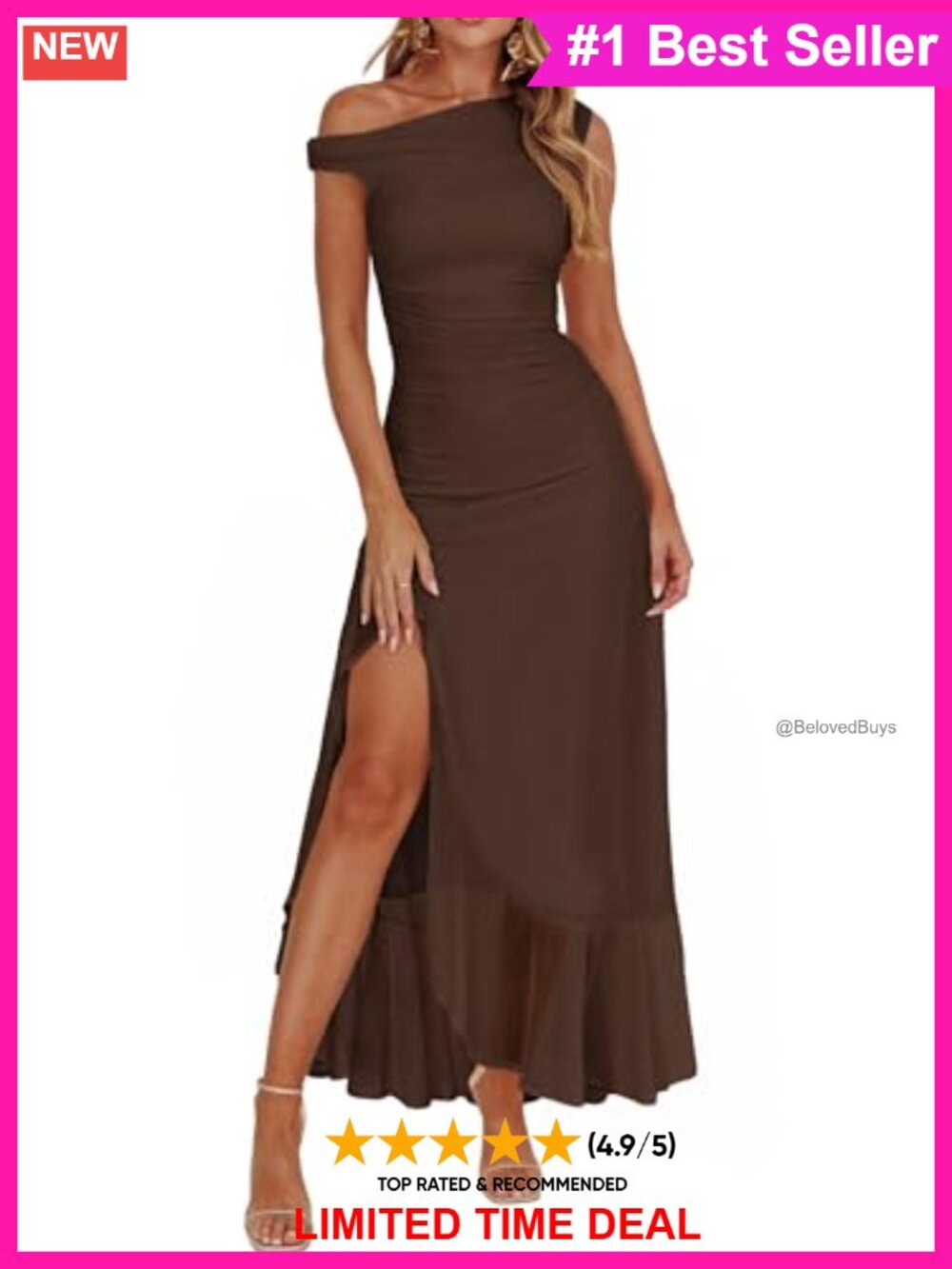 Off Shoulder Maxi Dress Ruched Bodycon Front Slit Wedding Guest Formal